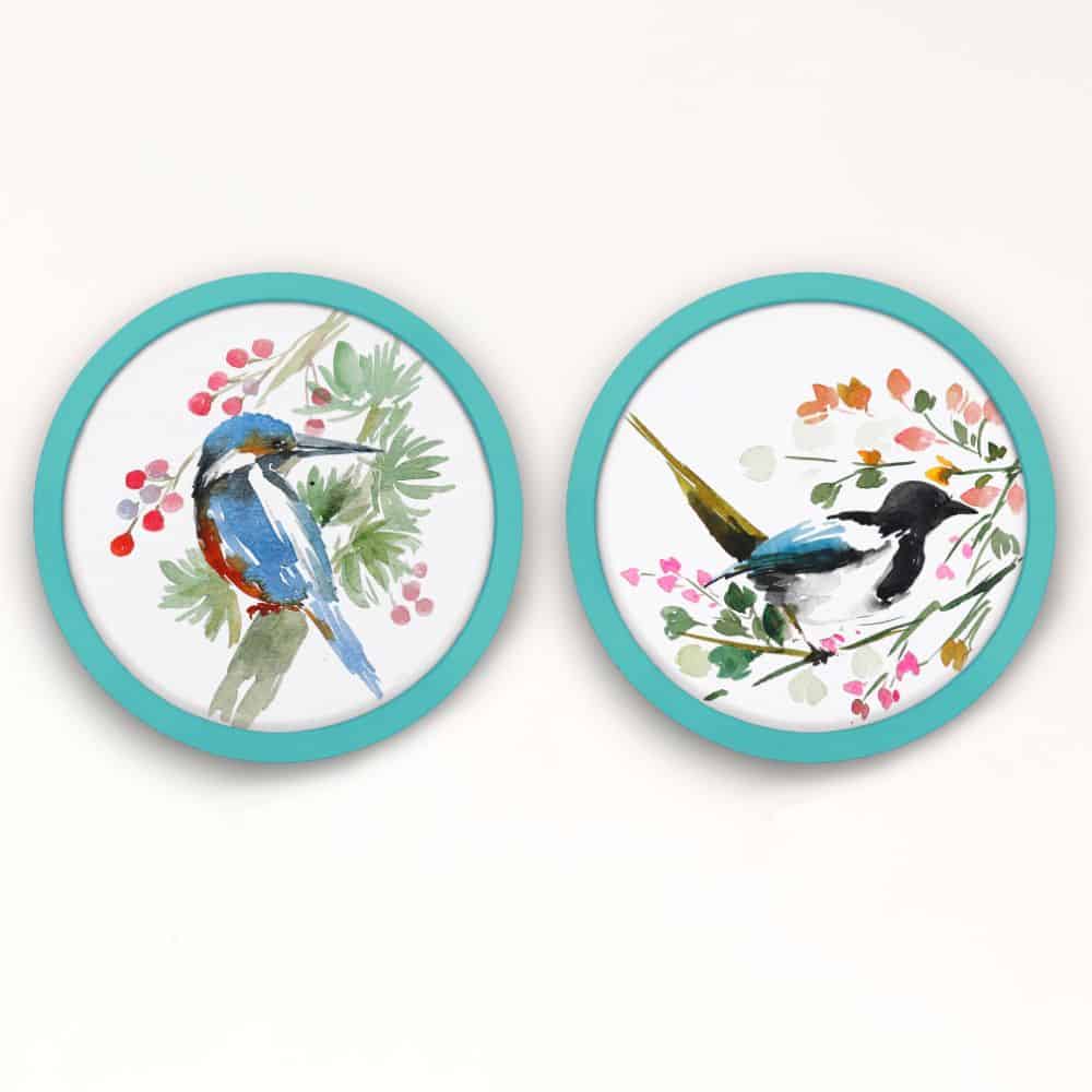 Handpainted wall art Style 2- Bird Set of 2 - rangreli