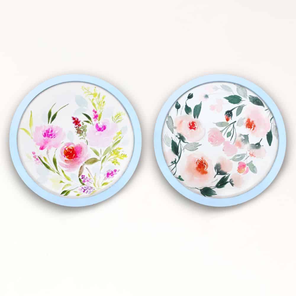 Handpainted wall art Style 1- Flowers Set of 2 - rangreli