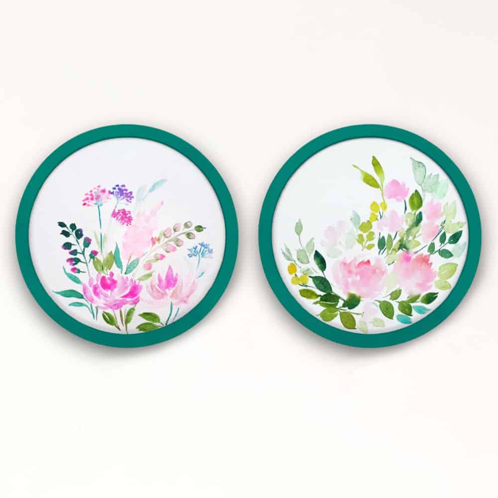 Handpainted wall art Style 2- Flowers Set of 2 - rangreli