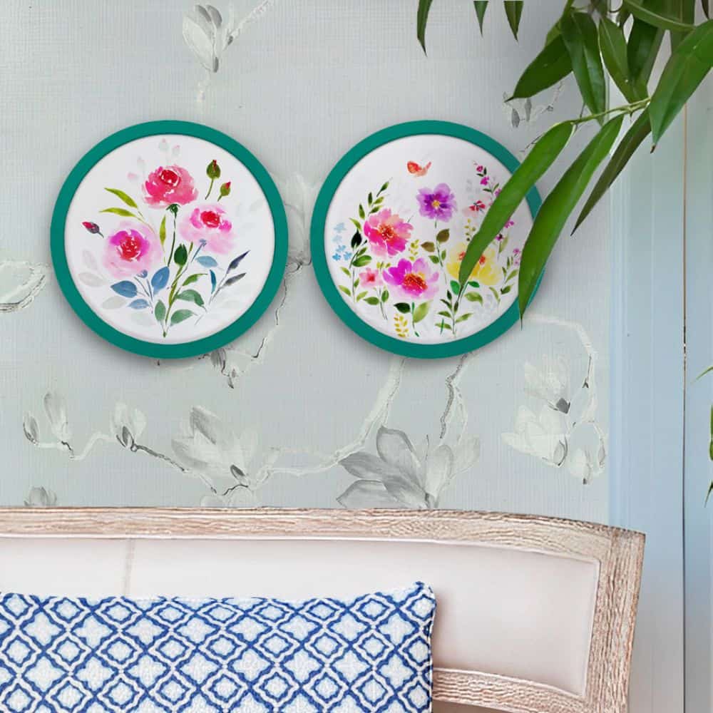 Handpainted wall art Style 3- Flowers Set of 2 - rangreli