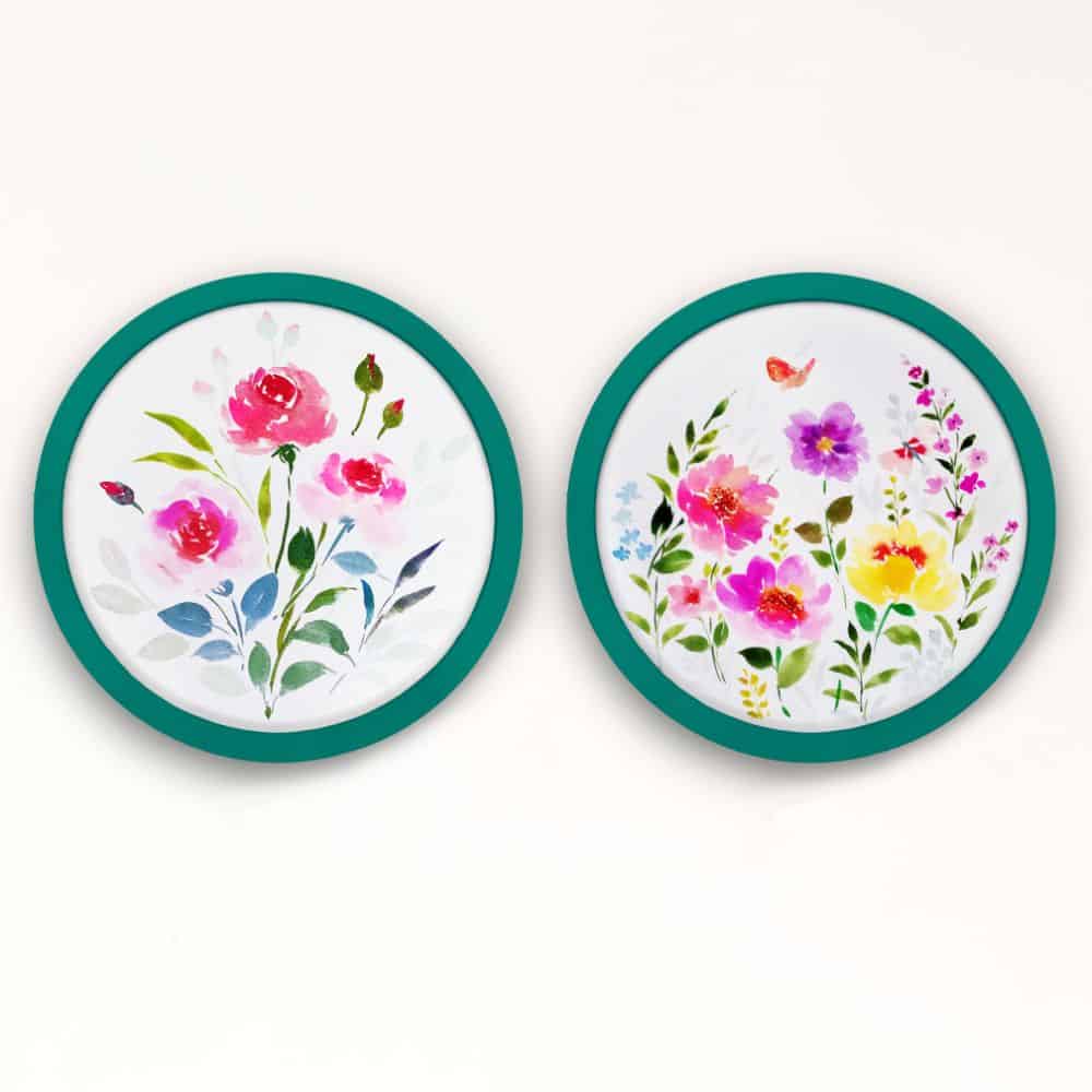 Handpainted wall art Style 3- Flowers Set of 2 - rangreli