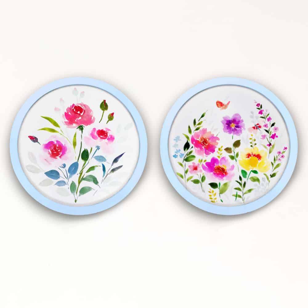 Handpainted wall art Style 3- Flowers Set of 2 - rangreli