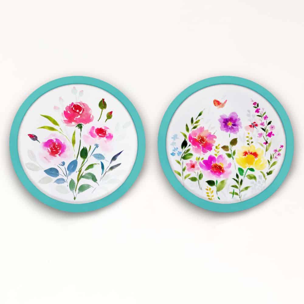 Handpainted wall art Style 3- Flowers Set of 2 - rangreli