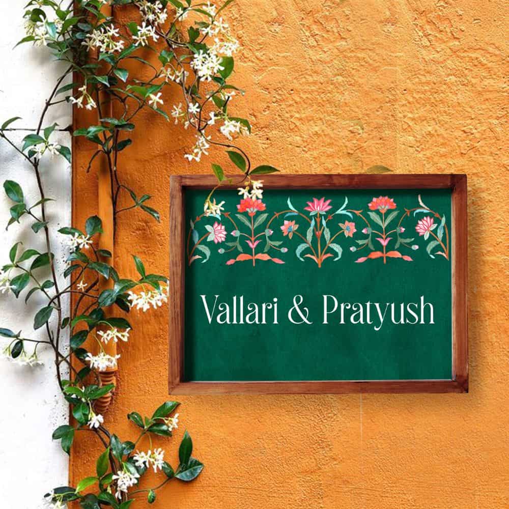 Veli - Handcrafted Framed Nameplate Pink & Green