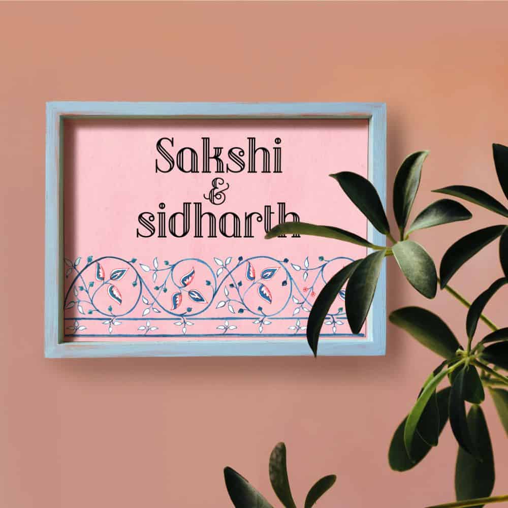 Printed Framed Name plate -  Veli Blue - rangreli