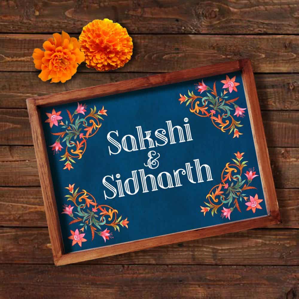 Printed Framed Name plate -  Red flowers - rangreli