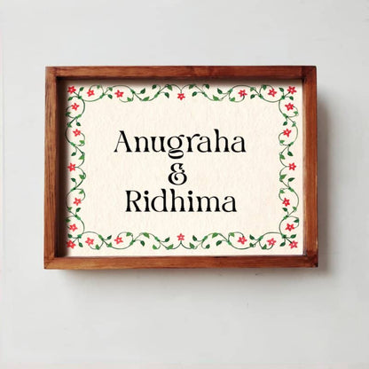 Veli - Handcrafted Framed Nameplate Yellow border