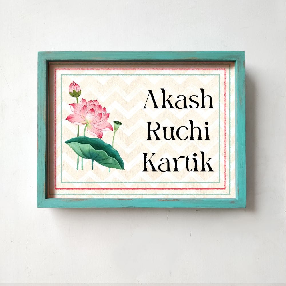 Lotus - Handcrafted Framed Nameplate