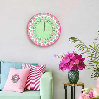 Patterns Wall Clock Peach Green - rangreli