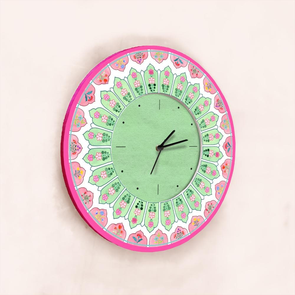 Patterns Wall Clock Peach Green - rangreli