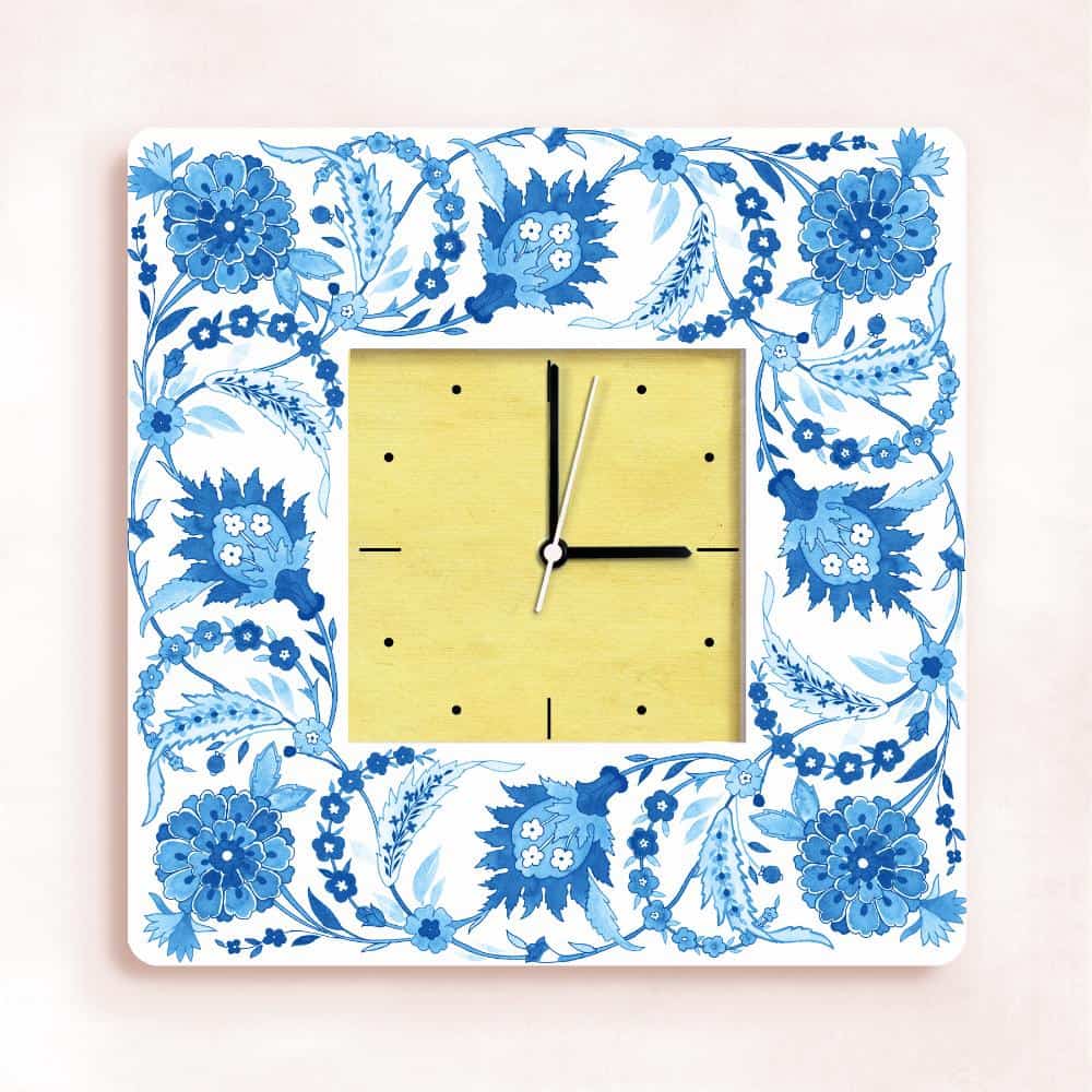 Patterns Wall Clock Blue twig - rangreli