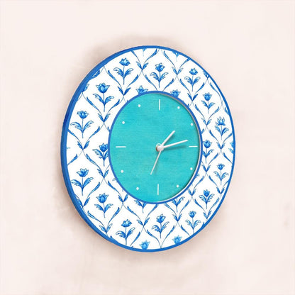 Patterns Wall Clock Blue Roses - rangreli