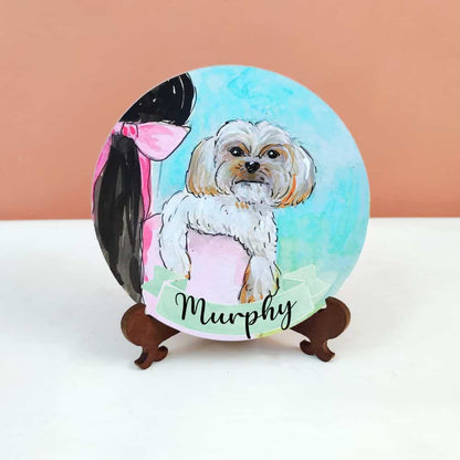 Handpainted Character Table Art - Lhasa apso - rangreli