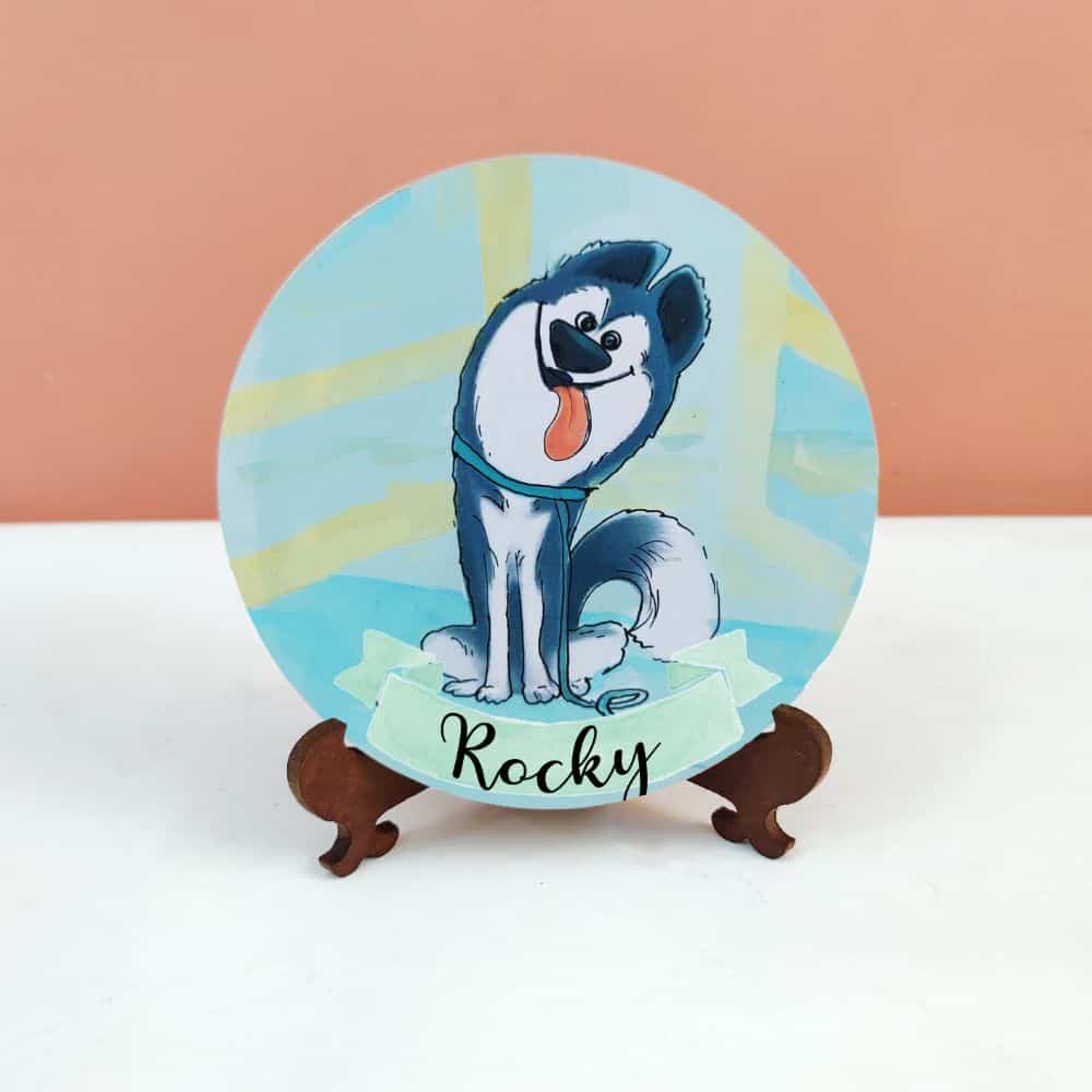 Handpainted Character Table Art -Husky - rangreli