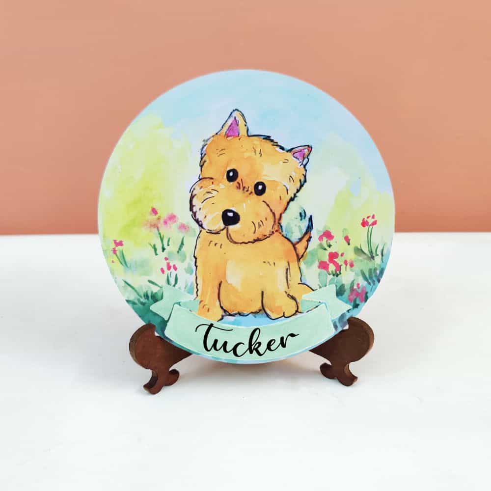 Handpainted Character Table Art -Looking at me Dog - rangreli