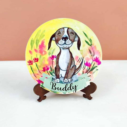 Handpainted Character Table Art -Bliss Dog - rangreli