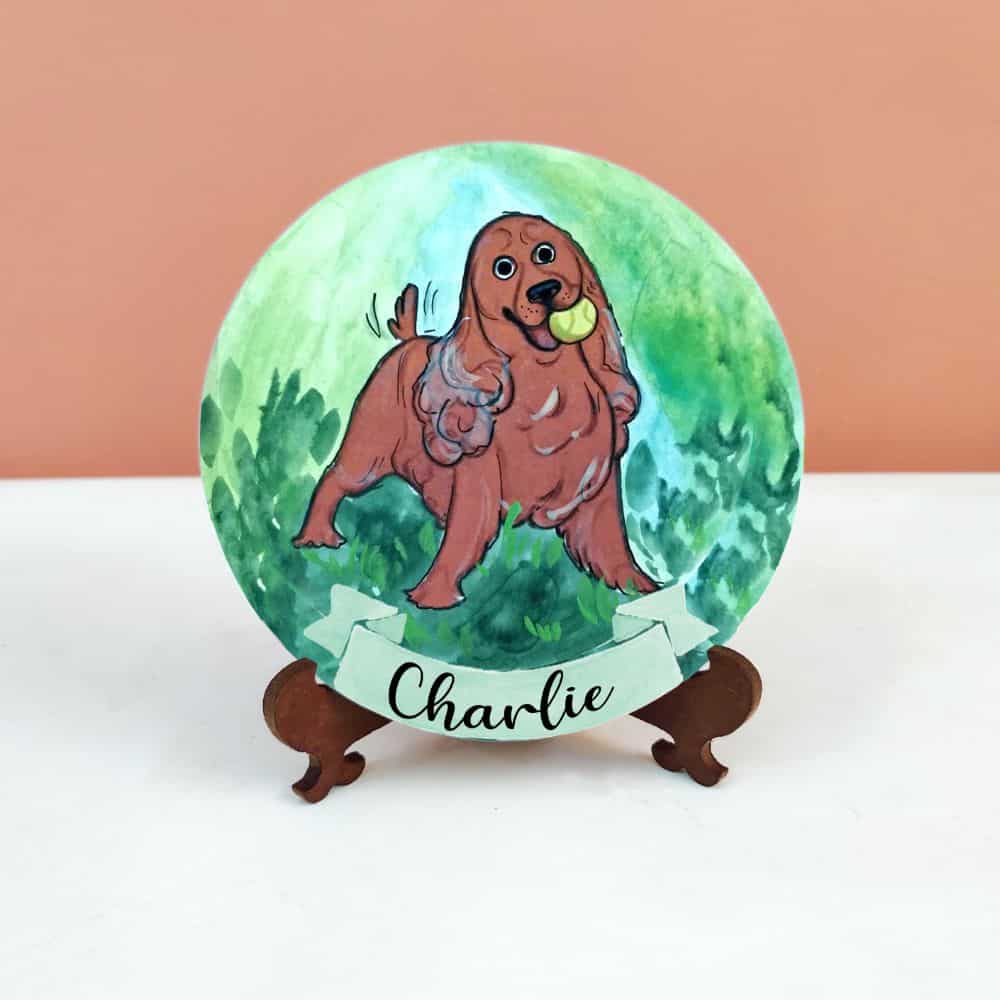 Handpainted Character Table Art -Golden Retriever - rangreli