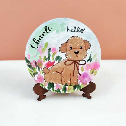 Handpainted Character Table Art - Fluffy Dog - rangreli