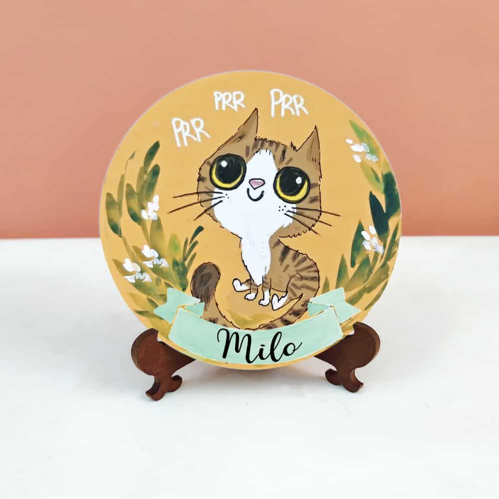 Handpainted Character Table Art - Purry Cat - rangreli