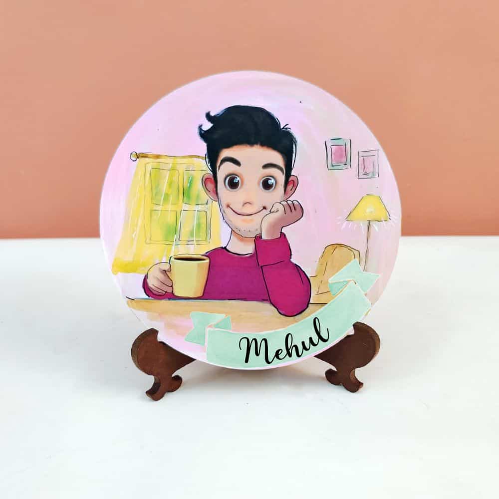 Handpainted Character Table Art - Smart Boy - rangreli