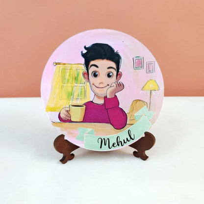 Handpainted Character Table Art - Smart Boy - rangreli