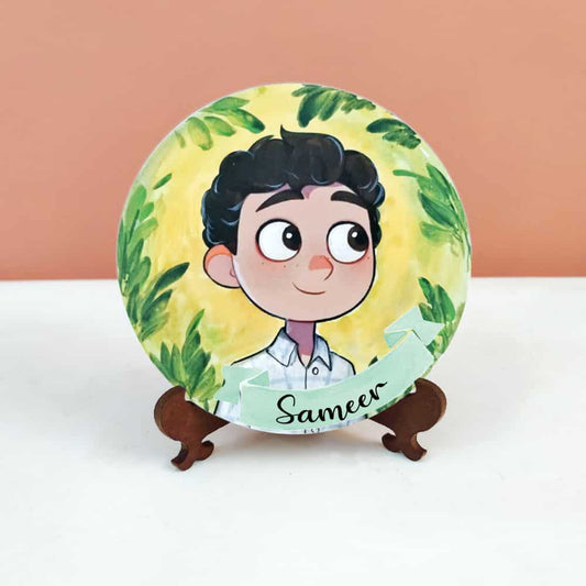 Handpainted Character Table Art - Shy Boy - rangreli