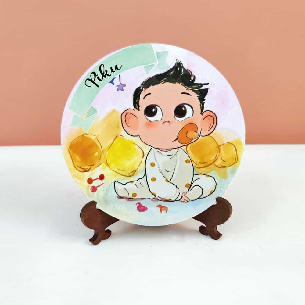 Handpainted Character Table Art - Thinking Baby - rangreli