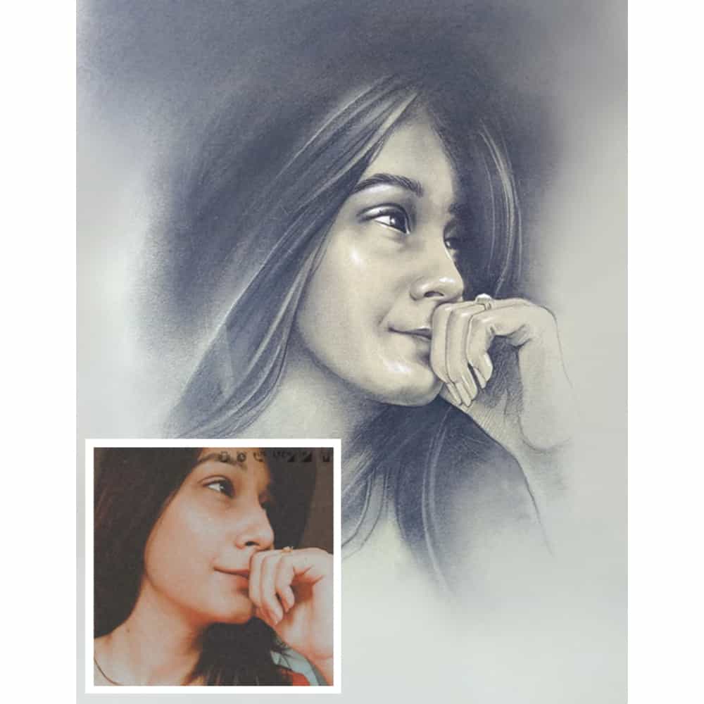 Black and White Hand painted Portrait - Style 1 - rangreli