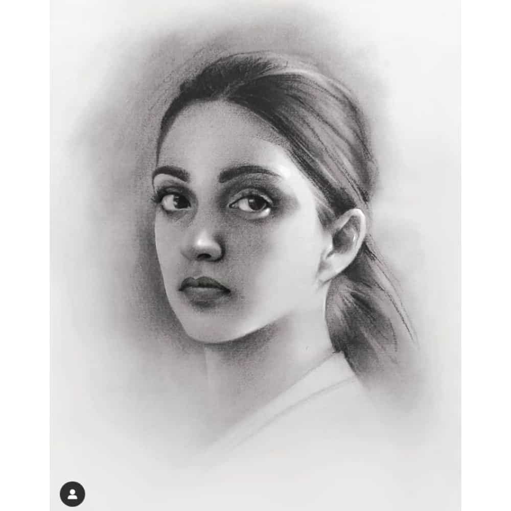 Black and White Hand painted Portrait - Style 1 - rangreli