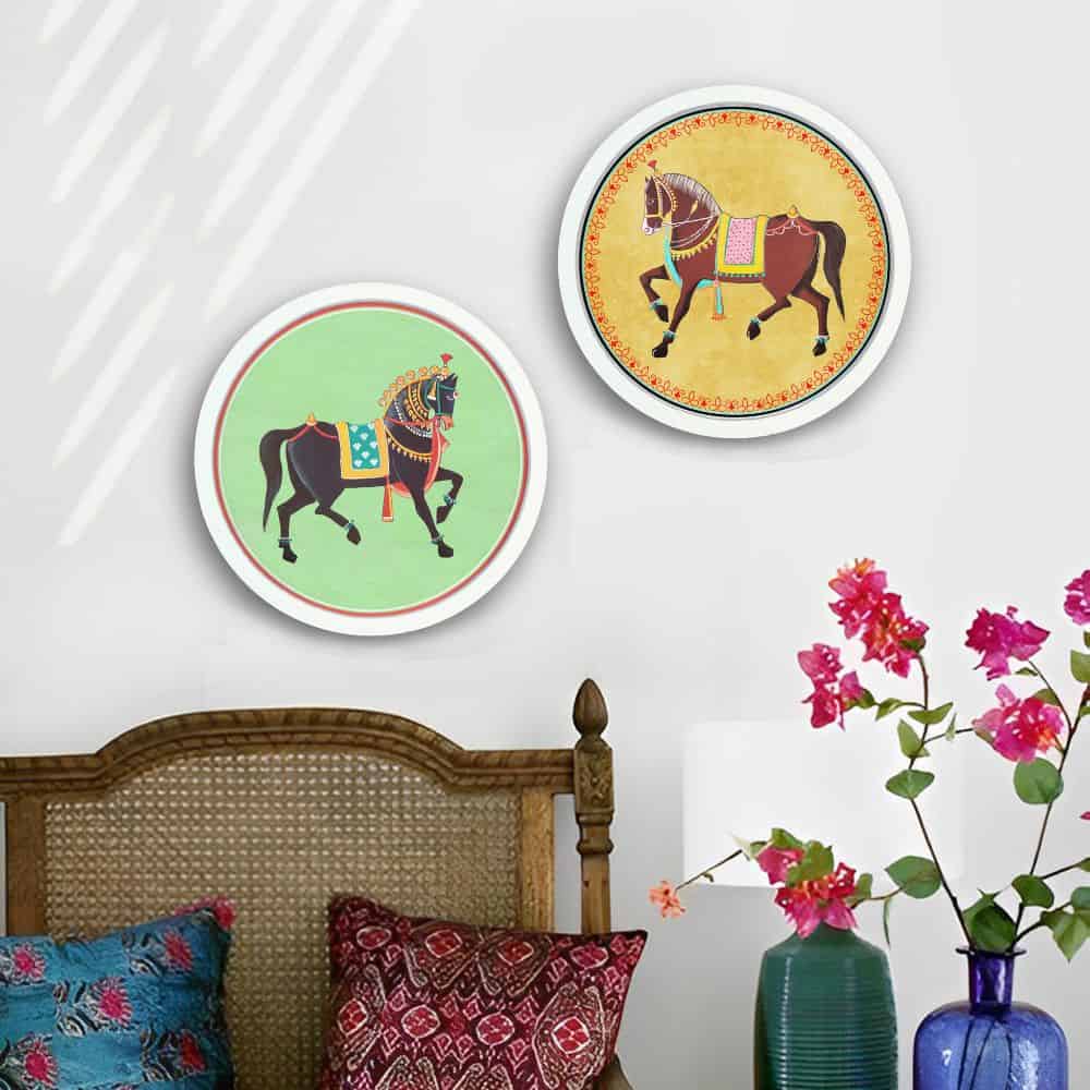 Ghoda Pichwai Style Wall Art Frames Set of 2 - rangreli