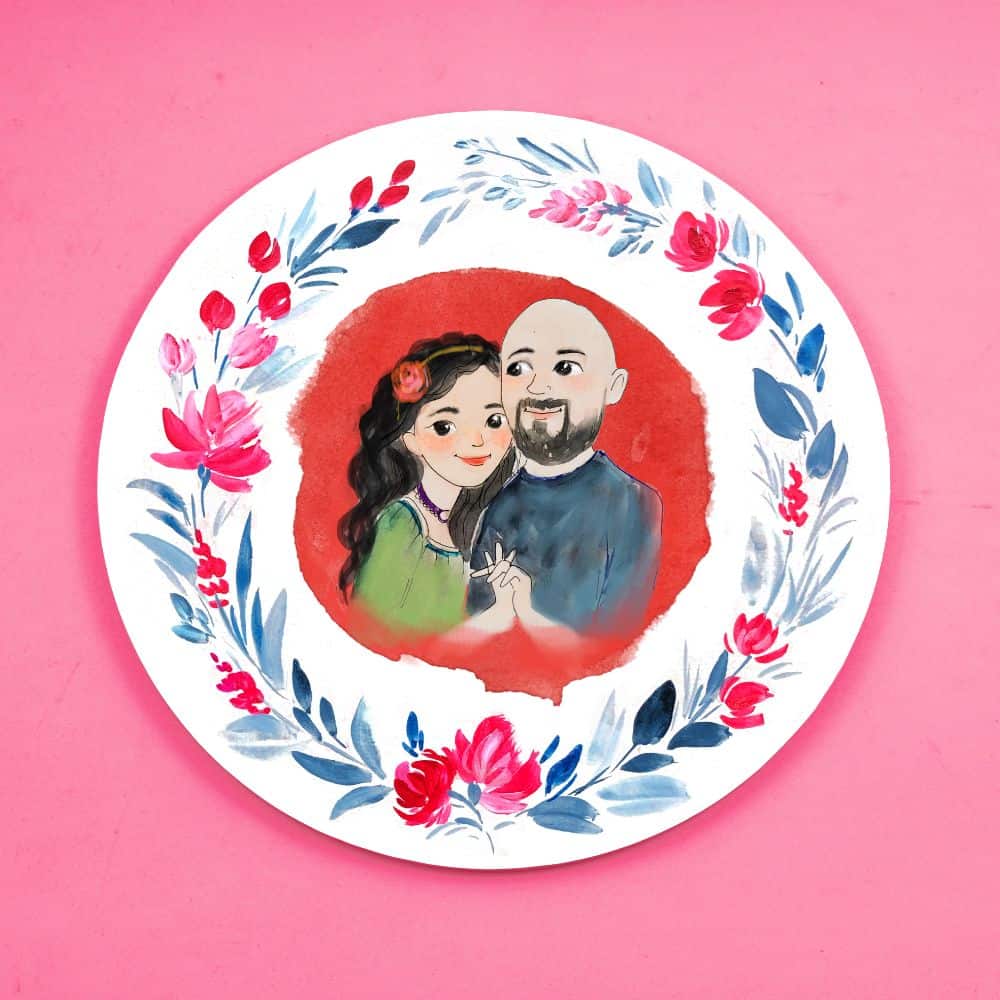 Handpainted Character wall art - Love together - rangreli